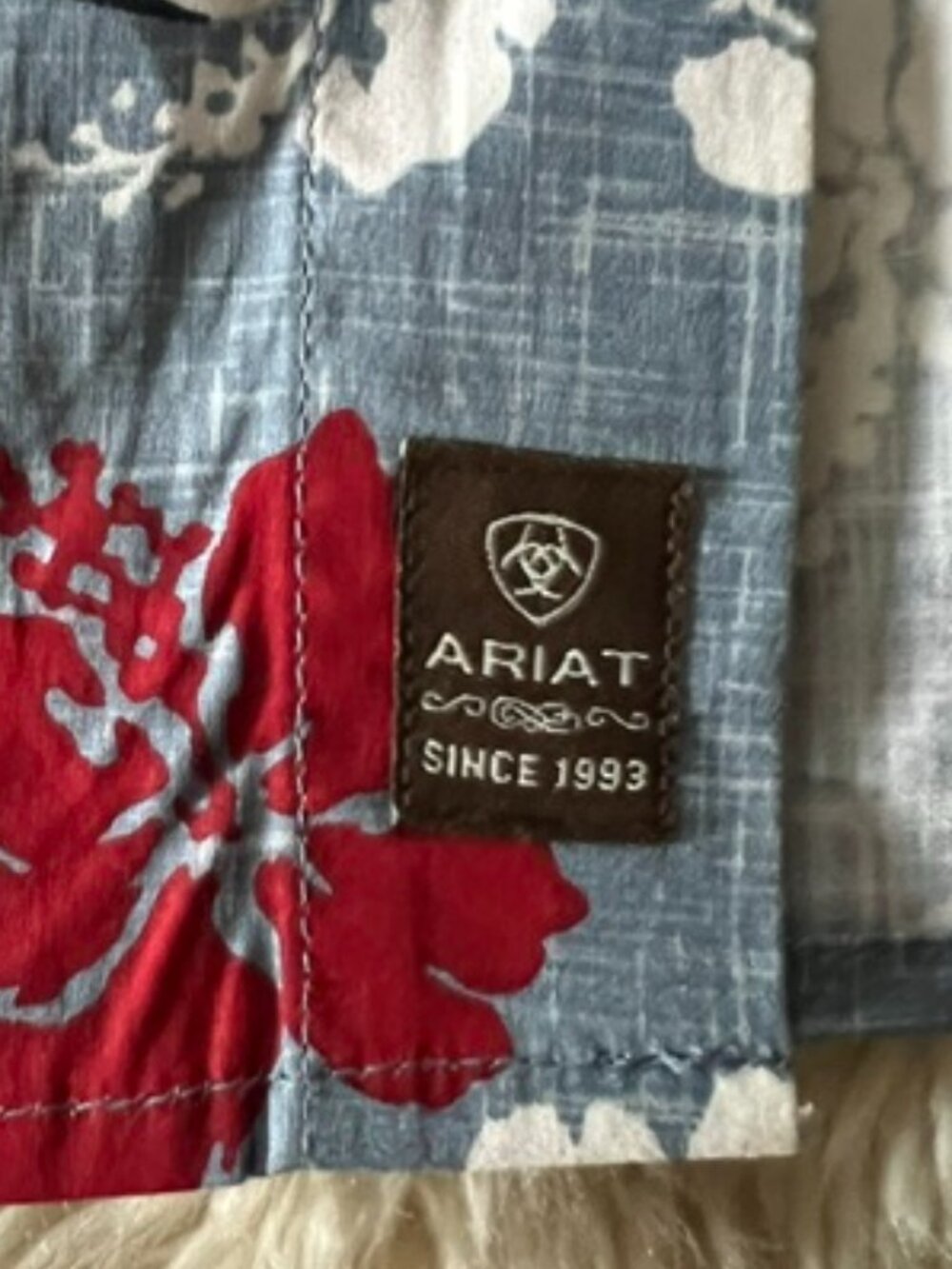 ARIAT WESTERN ALOHA BLUE & RED FLORAL LONG SLEEVE SHIRT MENS XL - Picture 8 of 13